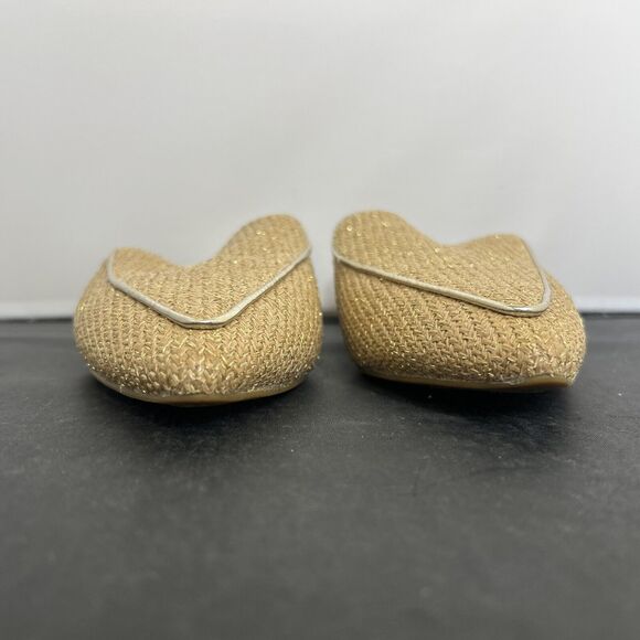 Cole Haan Gold Metallic Linen Piper Loafer Mule Size 6.5B VGUC Bnfts Charity - Picture 3 of 13